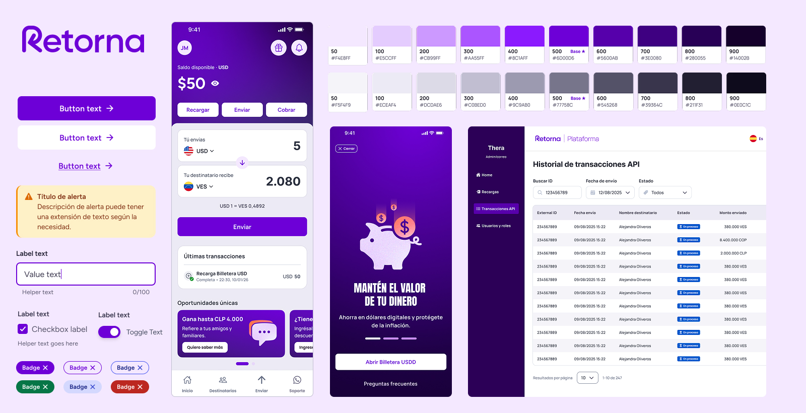Sistema de diseño y operaciones de Retorna